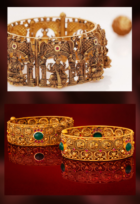 22k gold temple antique gold bangles