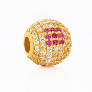 22k Gold Pink Cz Globe Pendant