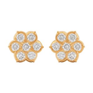 22k Diamond Hibiscus Floral Diamond Studs
