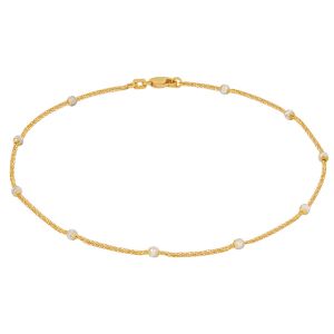 22k Gold 2-Tone Bead Chain Anklet