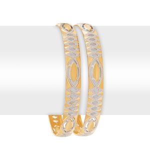 22k Gold 2-Tone Dimensional AU Bangles 