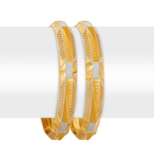 22k Gold Glitzy Two-Tone AU Bangles