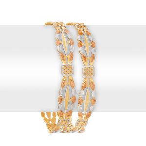 22k Gold Criss-Cross Leaf Bangles