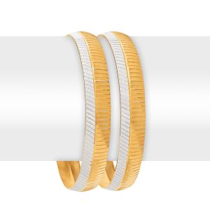 22k Gold 2-Tone Chevron Gold Bangles