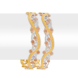 22k Gold Floral Galore 3-Tone Bangles