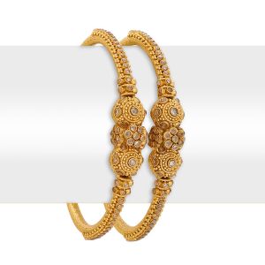 22k Gold Traditional Polki Antique Bangles