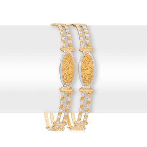 22k Gold 2-Tone Duet Gold Bangles