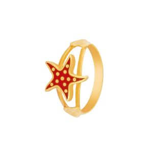 22k Gold Red Starfish Baby Ring