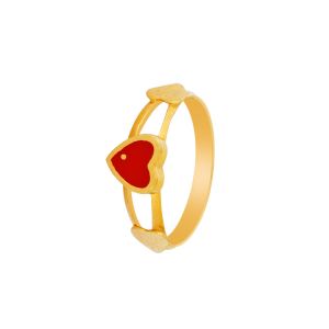 22k Gold Red Heart Baby Ring