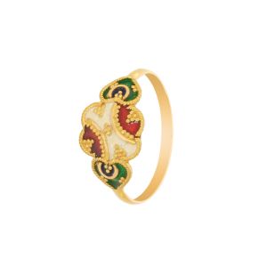 22k Gold Bright Meenakari Filigree Ring