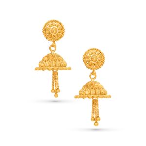 22k Gold Dainty Jhumka Dangle Earrings 