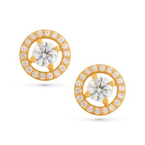 22k Gold Round Cz Halo Studs