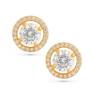 22k Gold Round Cz Halo Studs