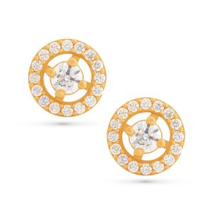 22k Gold Cubic Zirconia Halo Earrings