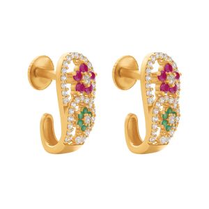 22k Gold Cleo Cz J-Hoops