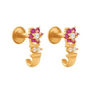 22k Gold Ariel Cz J-Hoop Earrings
