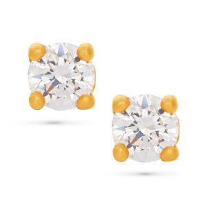 22k Gold 4-Prong Single Cz Studs