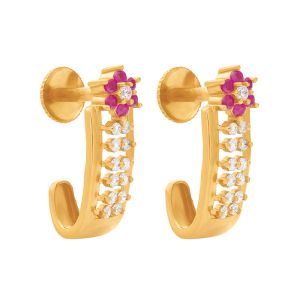 22k Gold Ruby Bars J-Hoops