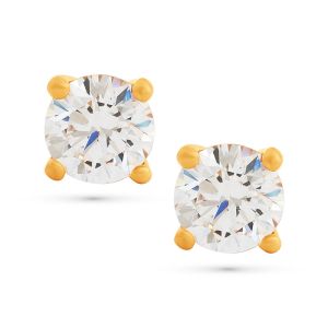 22k Gold Dainty Solitaire Cz Studs