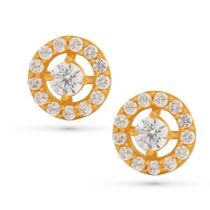 22k Gold Halo Cz Diamond Studs 