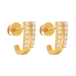 22k Gold 2-Rows Cz J Hoops