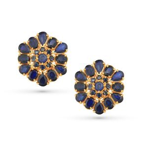 22k Gold Sapphire Flores Stud Earrings