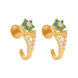 22k Gold Flora Cz J-Hoops