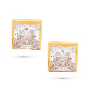22k Gold Square Solitaire Cz Studs