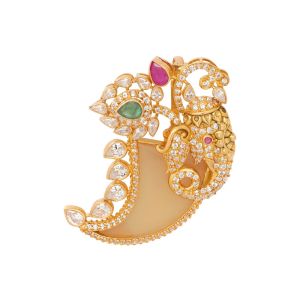 22k Gold Ganesh Cz Nail Pendant