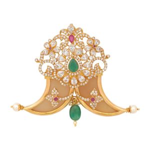 22k Gold Flora Gems Nail Pendant