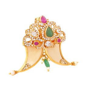 22k Gold Gems Tiger Nail Pendant