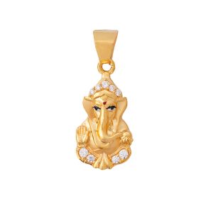 22k Gold Ganpati Cz Gold Pendant
