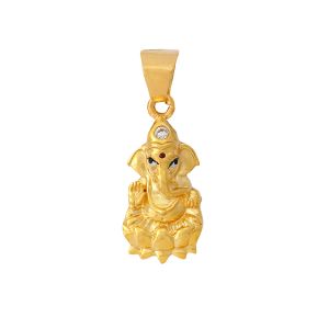 22k Gold Designer Ganesh Cz  Pendant 