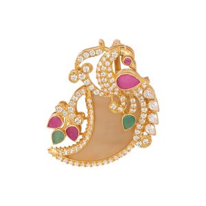 22k Gold Peacock Cz Nail Pendant