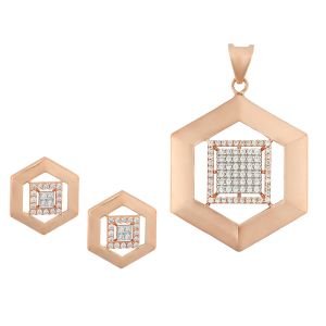 18k Gold Polished Hexagon Cz Pendant
