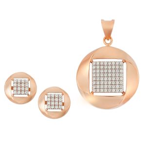 18k Gold Sparkle Cz Pendant Set