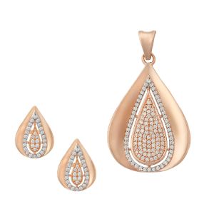18k Gold Pear Cz Pendant Set