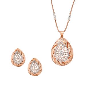 18k Gold Teardrop Cz Pendant Set