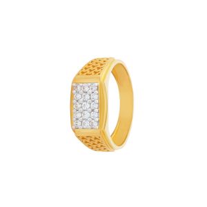 22k Gold Rectangular Cz Cluster Ring