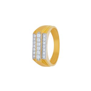 22k Gold Stepped Cz Rows Ring