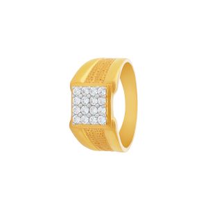 22k Gold Square Signet Cz Ring