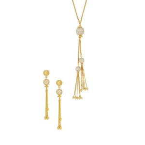 22k Gold Disco Tassel Necklace Set