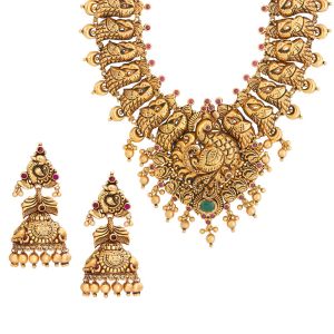 22k Gold Antique Peacock Lakshmi Haram