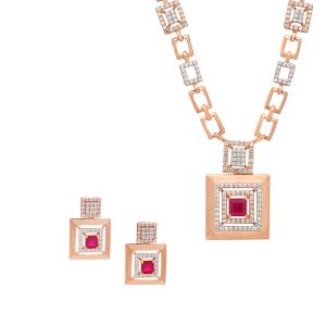 18k Gold Regal Ruby Necklace Set
