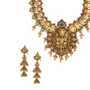 22k Gold Lakshmi Mango Leaves Necklace