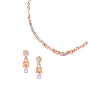 18k Gold Amethyst Leaf Collar Necklace