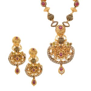 22k Gold Bhumi Kundan Antique Necklace