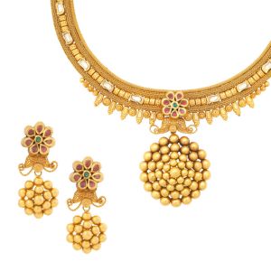 22k Gold Blooming Motif Antique Necklace