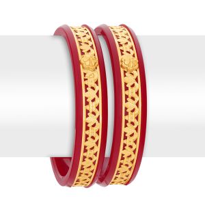 22k Gold Floral Shakha Pola Bangles