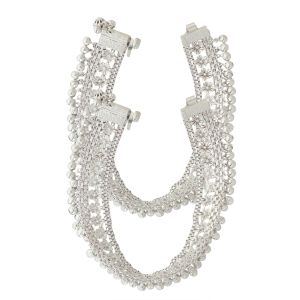 925 Silver Broad Floral Silver Anklets